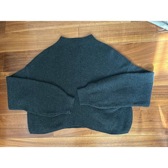 Le ORE Knit Sweater Charcoal Gray Raglan Sleeve Cropped Sweater Merino Blend Siz - Picture 6 of 10